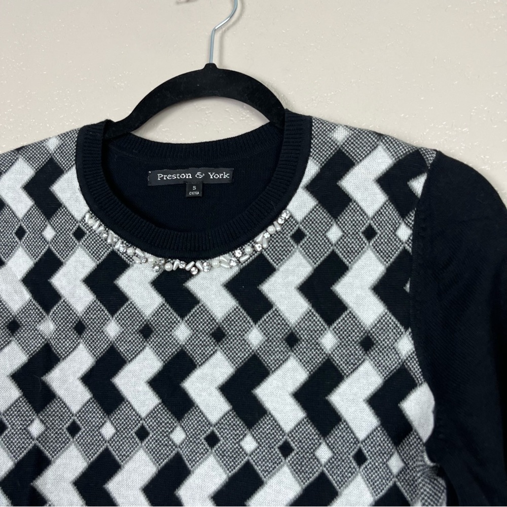5 for $30 Preston &‎ York long sleeve black white sweater size small - Picture 12 of 16